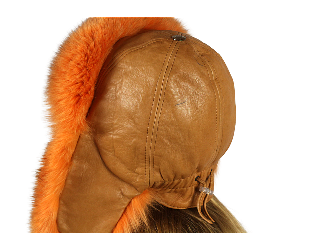 Natūralios odos ir lapės kailio kepurė su ausytėmis