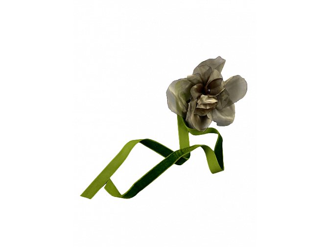 Žalios spalvos organzos gėlės žiedas elegantiškas galvos ar kaklo aksesuaras