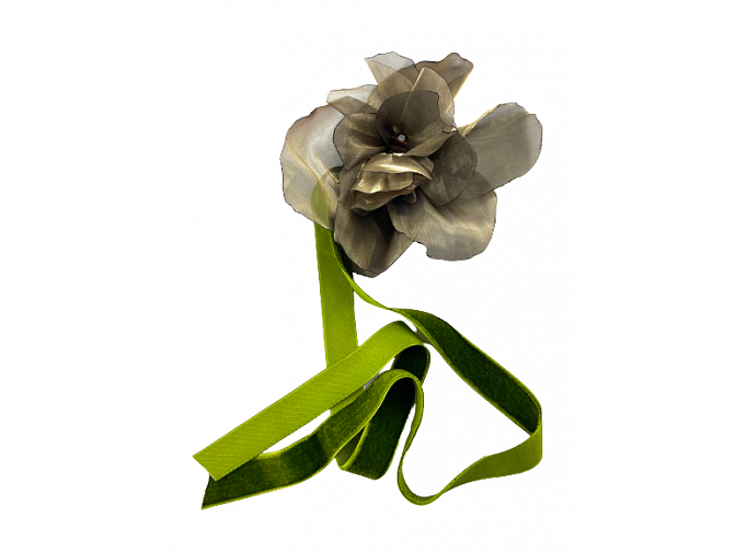 Žalios spalvos organzos gėlės žiedas elegantiškas galvos ar kaklo aksesuaras