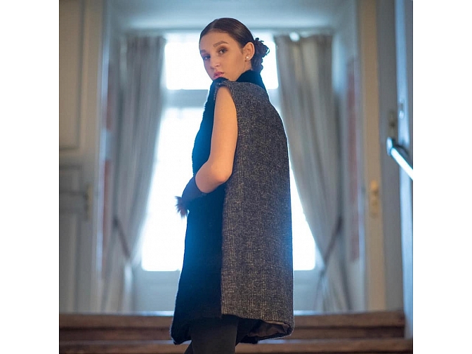 Šilta vilnos ir natūralaus kailio liemenė